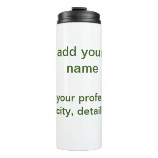 Simple minimal green add your text name photo cust thermal tumbler