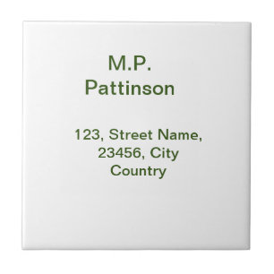 Simple minimal green add your text name photo cust tile