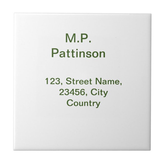 Simple minimal green add your text name photo cust tile (Front)