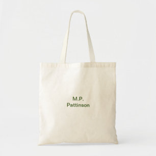 Simple minimal green add your text name photo cust tote bag