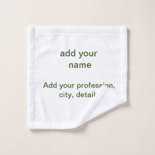 Simple minimal green add your text name photo cust wash cloth