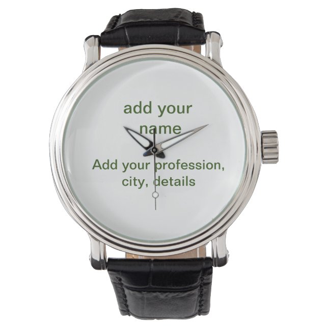 Simple minimal green add your text name photo cust watch (Front)