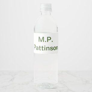 Simple minimal green add your text name photo cust water bottle label