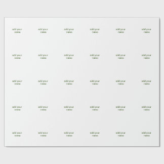 Simple minimal green add your text name photo cust wrapping paper