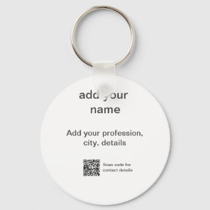 Simple minimal green add your text name scan QR co Key Ring