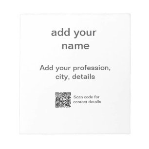Simple minimal green add your text name scan QR co Notepad