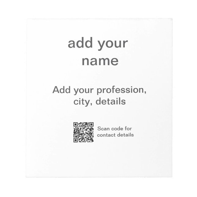 Simple minimal green add your text name scan QR co Notepad (Front)