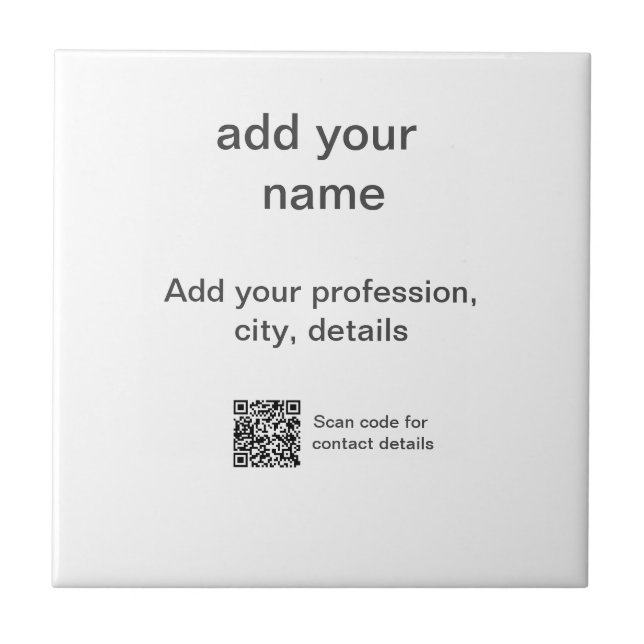 Simple minimal green add your text name scan QR co Tile (Front)