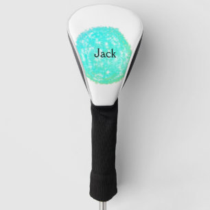 Simple minimal green blue glitter add name sparkle golf head cover