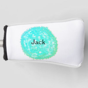 Simple minimal green blue glitter add name sparkle golf head cover