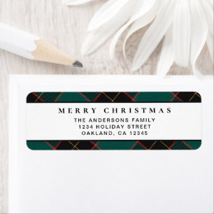 Simple Minimal Green Buffalo Plaid Merry Christmas