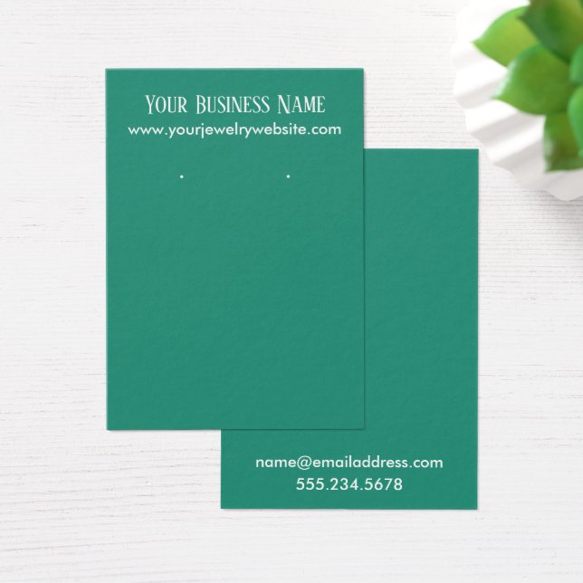 Simple, Minimal Green Earring Holder Display Cards (Desk)