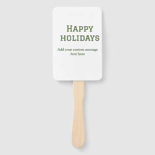 Simple minimal green happy holidays Christmas Hand Fan
