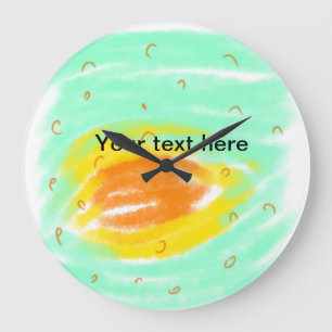 Simple minimal green orange watercolor add text na large clock