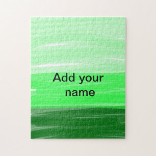 Simple minimal green shade add name text logo thro jigsaw puzzle