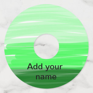 Simple minimal green shade add name text logo thro wine glass tag
