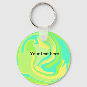Simple minimal green watercolor glitter add text t key ring