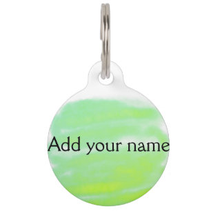 Simple minimal green yellow add your name watercol pet tag