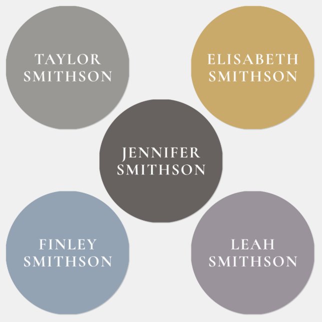  Simple Minimal Grey Ochre Blue Custom Name School (Group)
