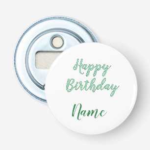 simple minimal happy birthday add your name bottle opener