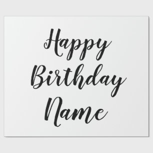 simple minimal happy birthday add your name card wrapping paper