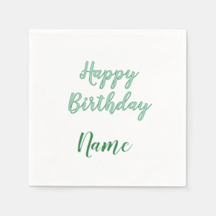 simple minimal happy birthday add your name napkin