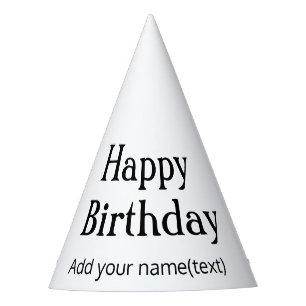 simple minimal happy birthday add your text name p party hat