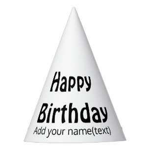 simple minimal happy birthday add your text name party hat