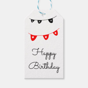 simple minimal happy birthday text PARTY GIFT TAGS