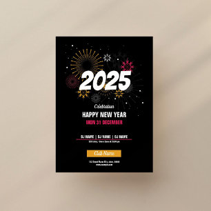 Simple Minimal Happy New Year Holiday Party Invitation