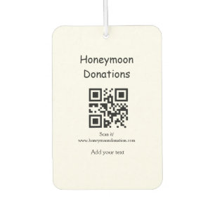 Simple minimal honeymoon donations wedding q r cod car air freshener