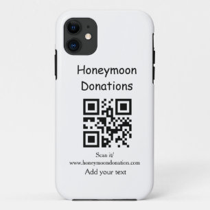 Simple minimal honeymoon donations wedding q r cod iPhone 11 case