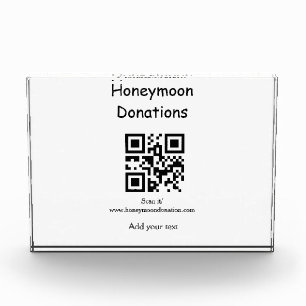 Simple minimal honeymoon donations wedding q r cod photo block