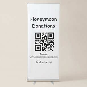 Simple minimal honeymoon donations wedding q r cod retractable banner