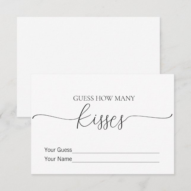 Simple Minimal How Many Kisses Bridal Shower Game Invitation (Front/Back)
