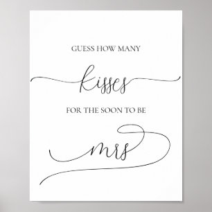Simple Minimal How Many Kisses Bridal Shower Game Poster