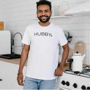Simple minimal Hubby Script heart Black & white  T-Shirt