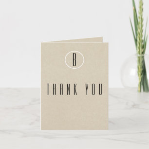 Simple Minimal Kraft Rustic Monogram Thank You