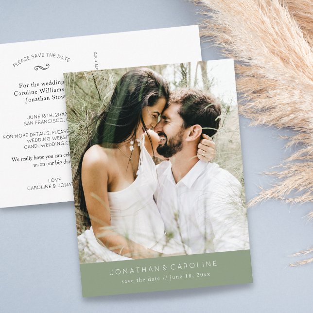 Simple Minimal Large Photo Wedding Save the Date Postcard (Creator Uploaded)
