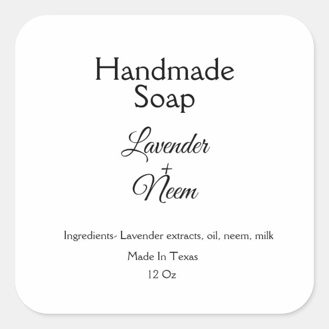 simple minimal lavender soap small business logo c square sticker (Front)