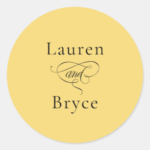 Simple Minimal Lemon Drop Yellow Wedding Classic Round Sticker