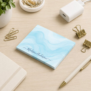 Simple Minimal Light Blue Watercolor Personalized Post-it Notes
