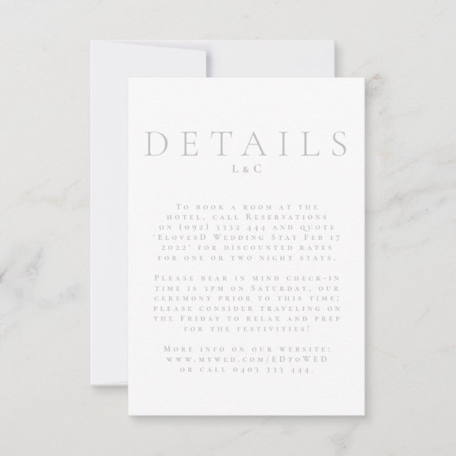 Simple Minimal Light Elegant Modern Style Details RSVP Card (Front)