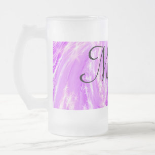 simple minimal light pastel pink add your name  th frosted glass beer mug