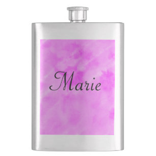 simple minimal light pastel pink add your name thr hip flask