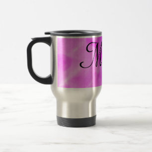 simple minimal light pastel pink add your name thr travel mug