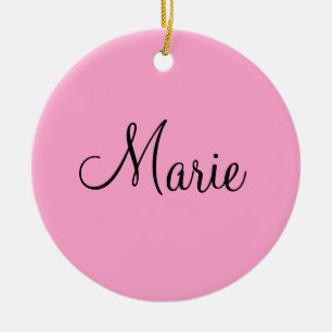 simple minimal light pink add your name girly ceramic tree decoration