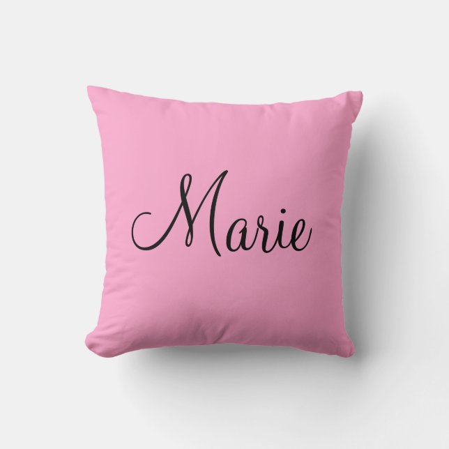 simple minimal light pink add your name girly cushion (Front)