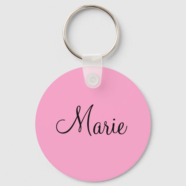 simple minimal light pink add your name girly  key ring (Front)