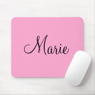 simple minimal light pink add your name girly mouse mat